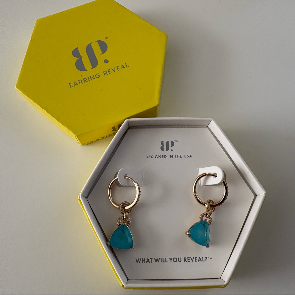 Bomb Party The Hanging Moment Earrings Er31368 Aqua Blue Quartz Gold Plating